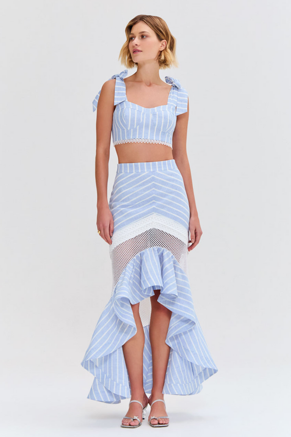 patbo MARINE LINEN MIDI SKIRT