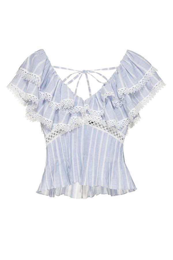 Patbo MARINE LINEN PEPLUM TOP