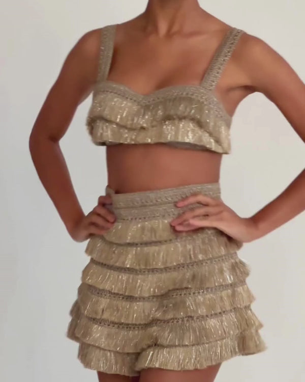 Patbo Metallic Fringe Bralette
