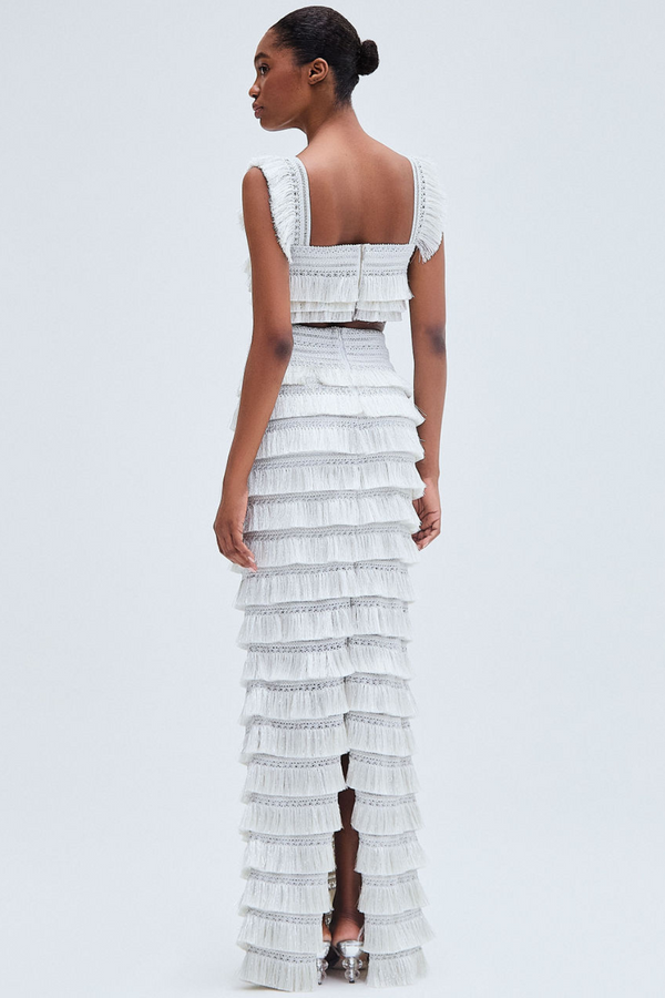 Patbo Metallic Fringe Maxi Skirt