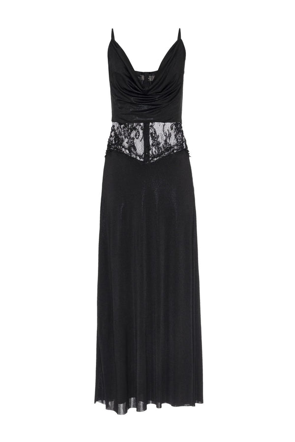 Patbo Metallic Jersey Lace Bustier Gown