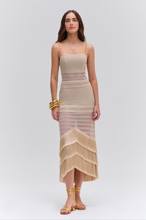 patbo METALLIC KNIT MIDI DRESS