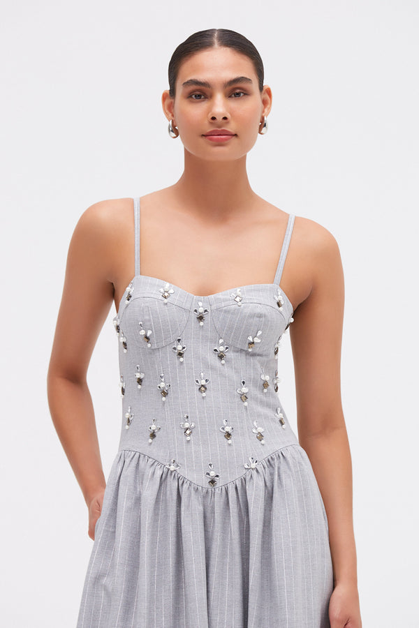 Patbo METALLIC PINSTRIPE MIDI DRESS