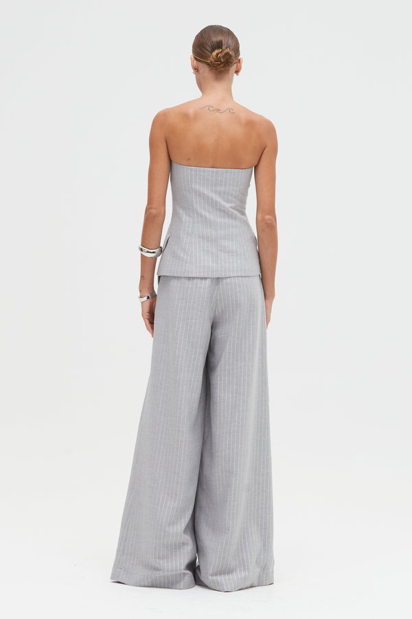 Patbo METALLIC PINSTRIPE STRAPLESS TOP