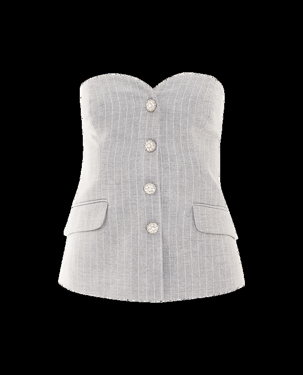 Patbo METALLIC PINSTRIPE STRAPLESS TOP