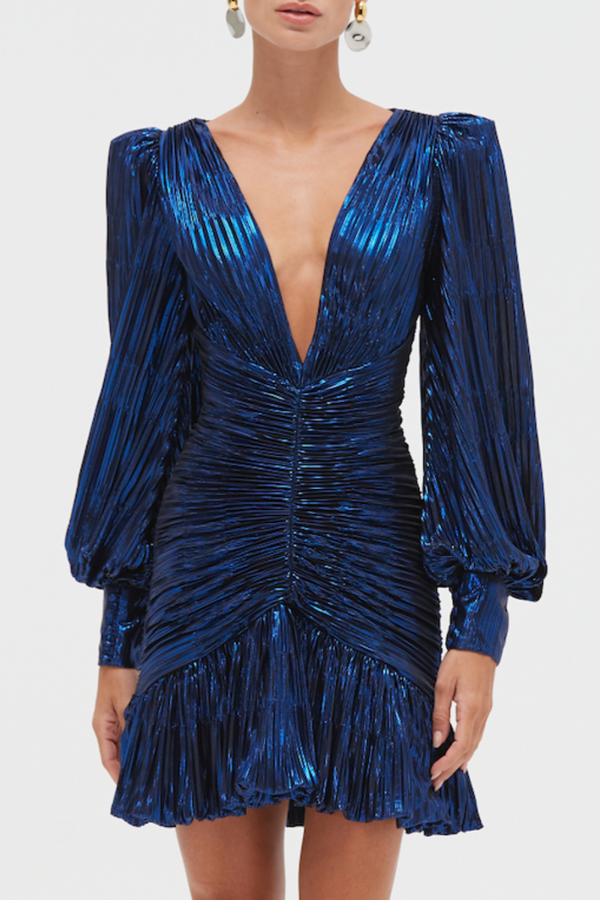 Patbo METALLIC PLISSE MINI DRESS