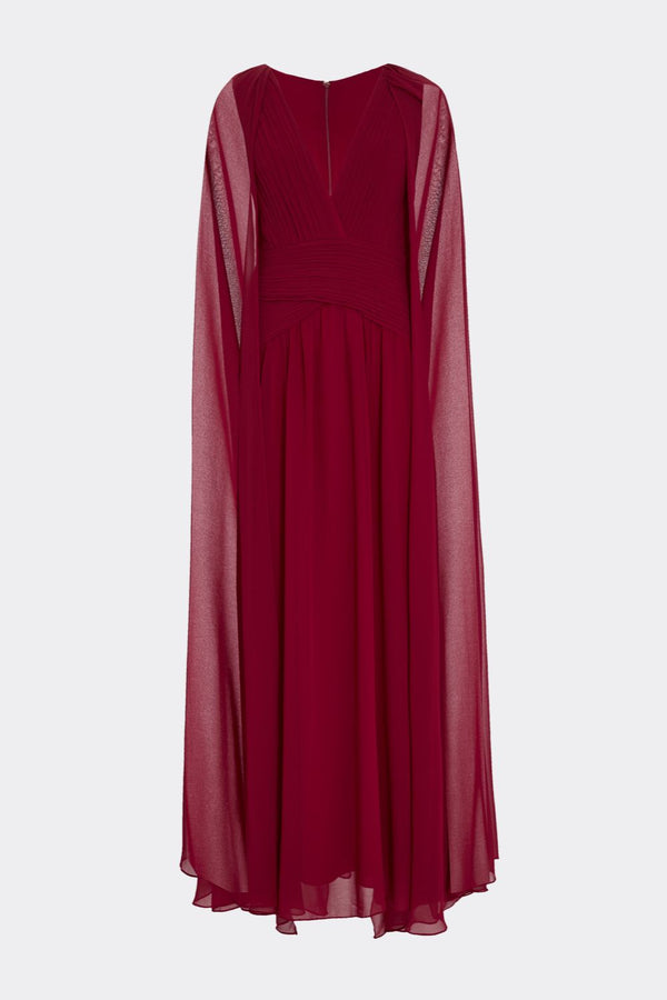 patbo MIDNIGHT CAPE CHIFFON LONG DRESS