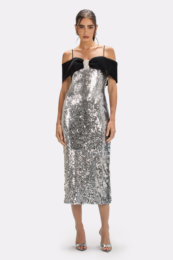 patbo MOONLIGHT SEQUIN MIDI DRESS