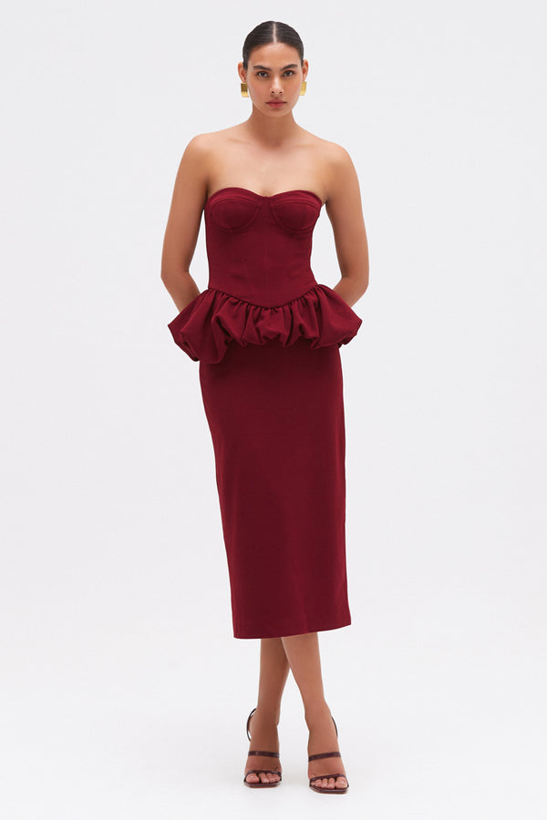 patbo MYSTIQUE CREPE MIDI DRESS