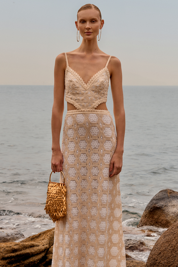 Patbo NATURAL CROCHET DRESS