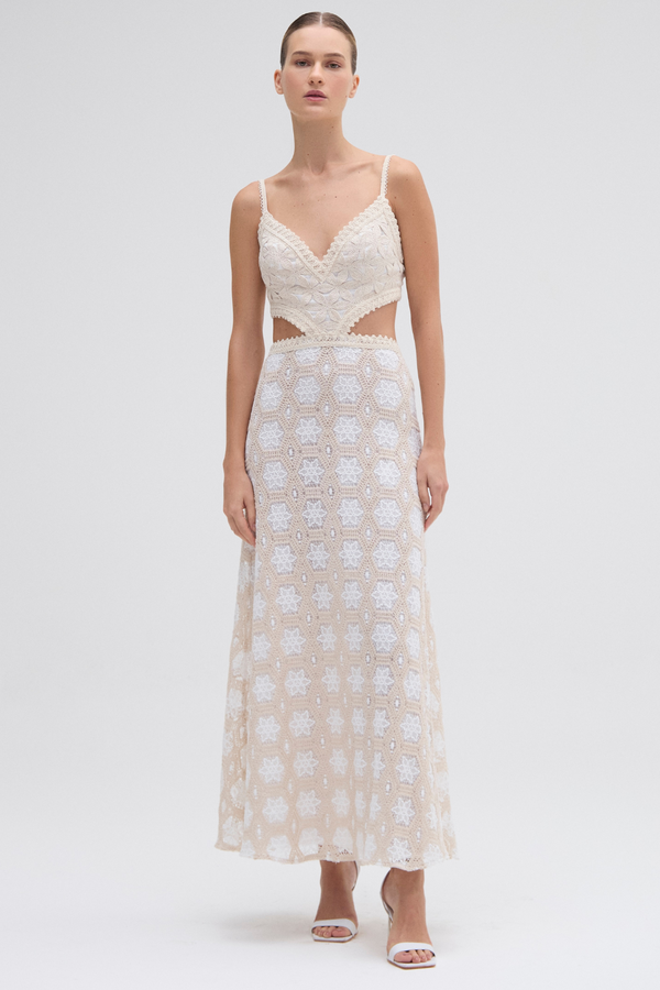 patbo NATURAL CROCHET DRESS