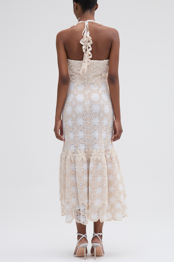 Patbo NATURAL CROCHET MIDI DRESS