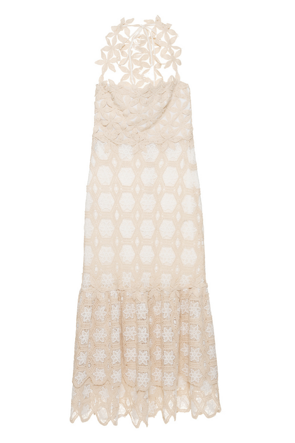 Patbo NATURAL CROCHET MIDI DRESS