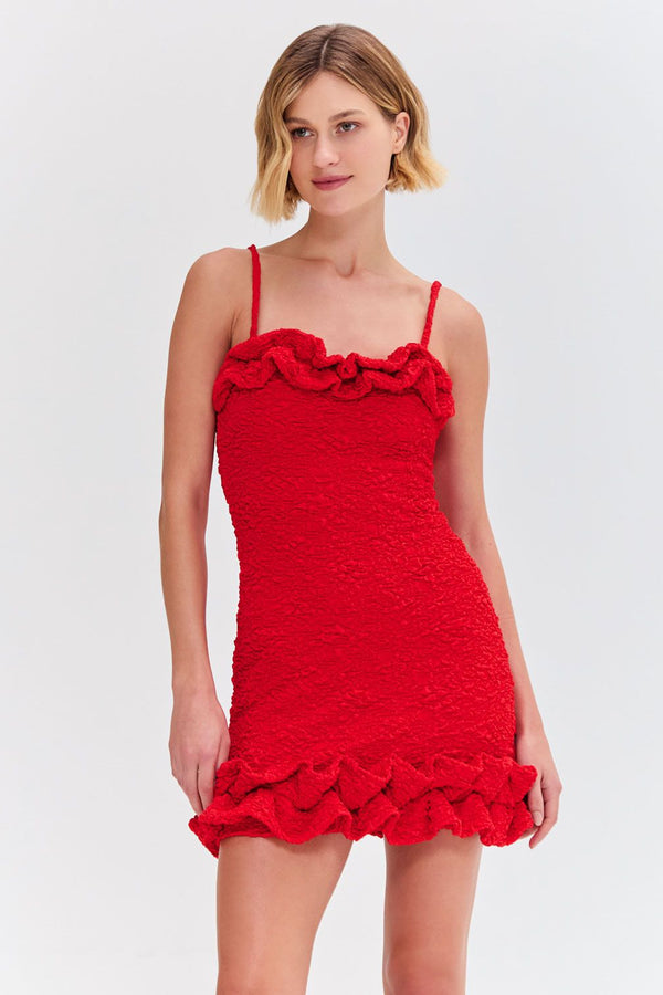 patbo PAPILLON JACQUARD FLUTTER MINI DRESS