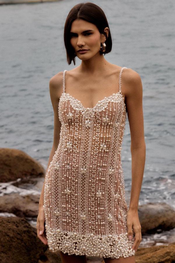 Patbo Pearl-Beaded Cocktail Dress