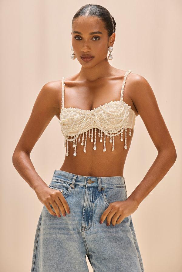 patbo PEARL DUST EMBROIDERY BRA TOP