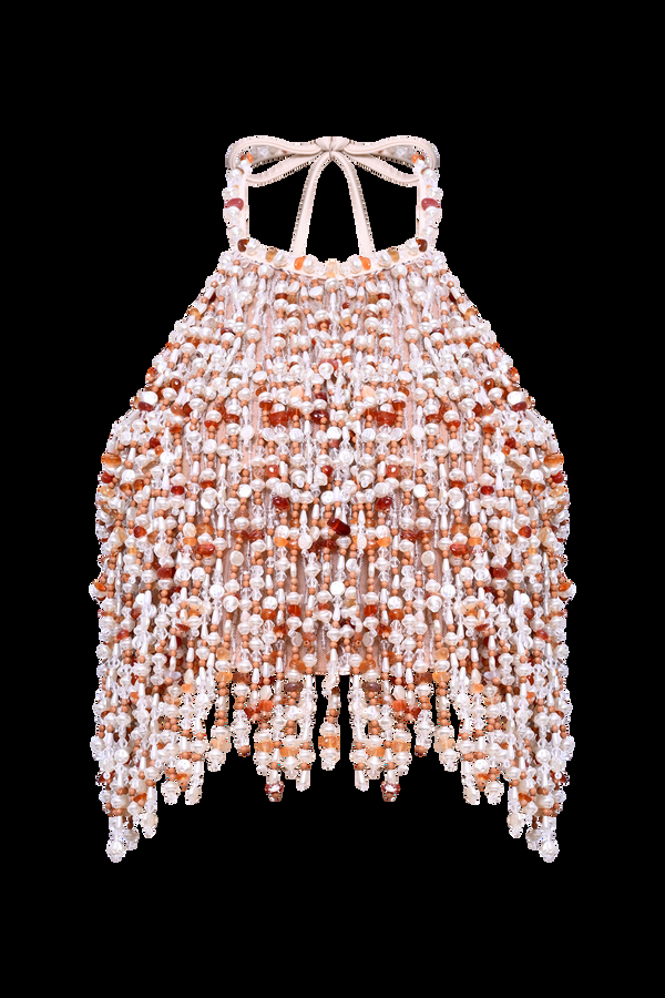 Patbo PEARL DUST EMBROIDERY HALTERNECK TOP