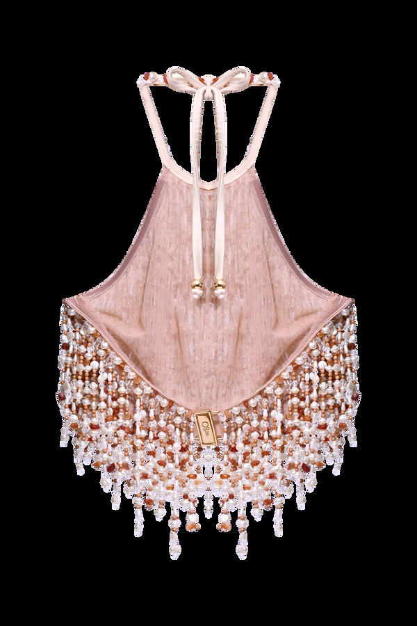 Patbo PEARL DUST EMBROIDERY HALTERNECK TOP