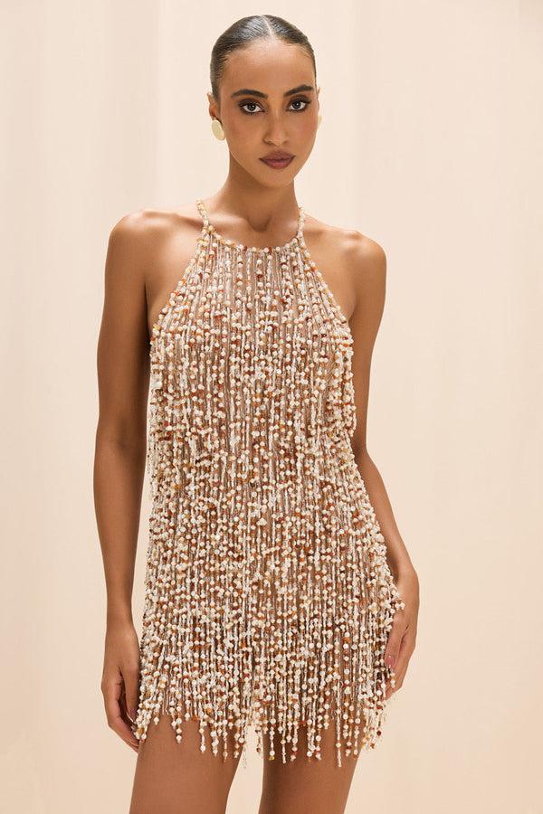 patbo PEARL DUST EMBROIDERY MINI DRESS