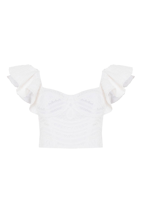 Patbo RHYTHMIC LACE FLUTTER TOP