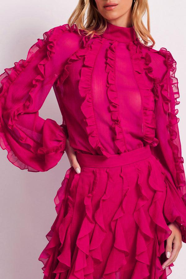 Patbo Ruffle High Neck Blouse