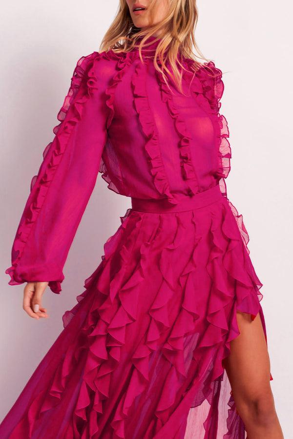 Patbo Ruffle High Neck Blouse