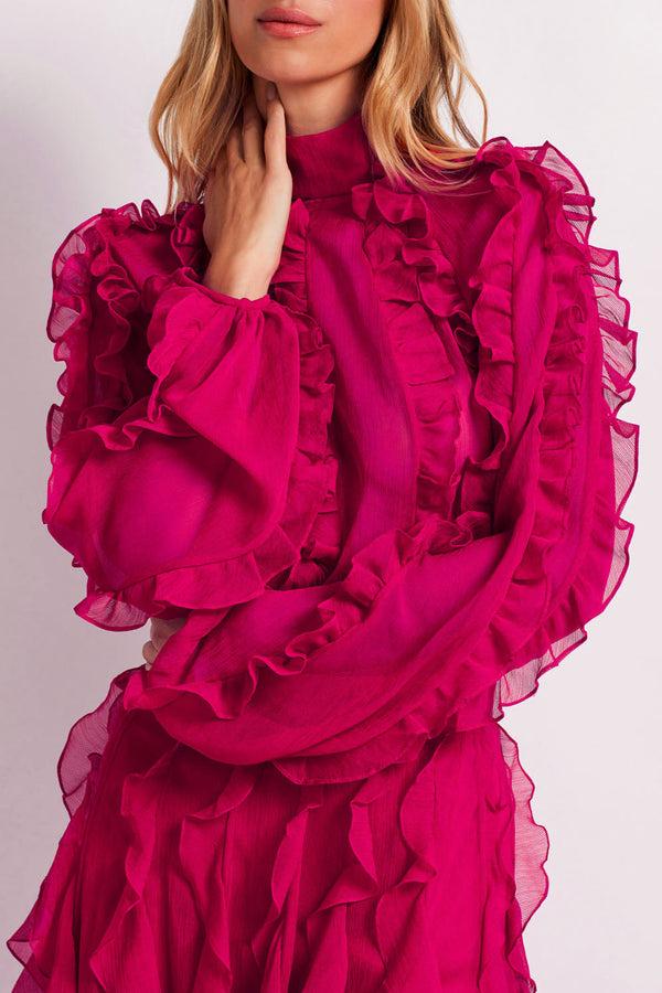 patbo Ruffle High Neck Blouse