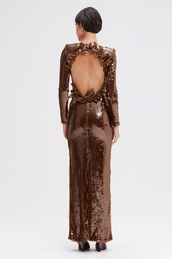 Patbo SEQUIN LONG SLEEVE GOWN (RUNWAY)