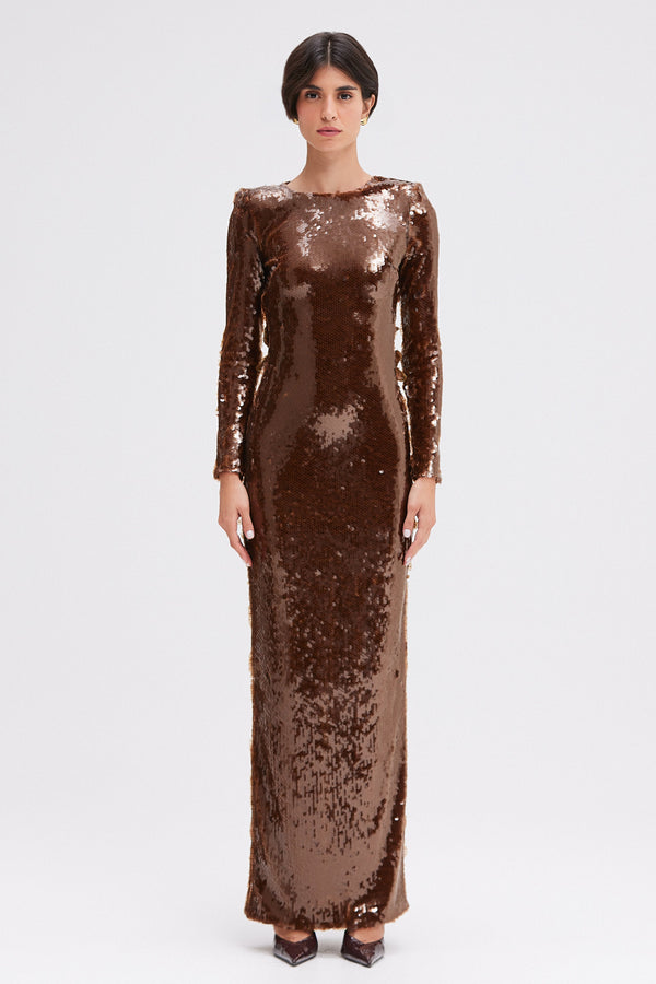 patbo SEQUIN LONG SLEEVE GOWN (RUNWAY)