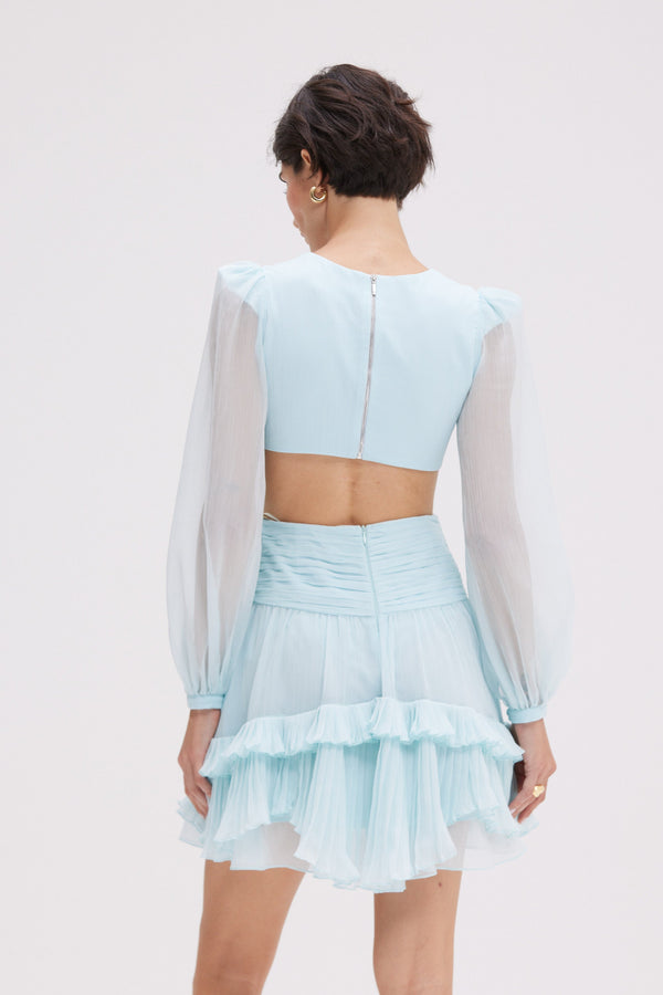 Patbo SILK PLISSE ESSENCE CUT OUT MINI DRESS