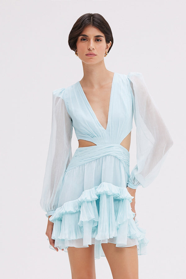 patbo SILK PLISSE ESSENCE CUT OUT MINI DRESS