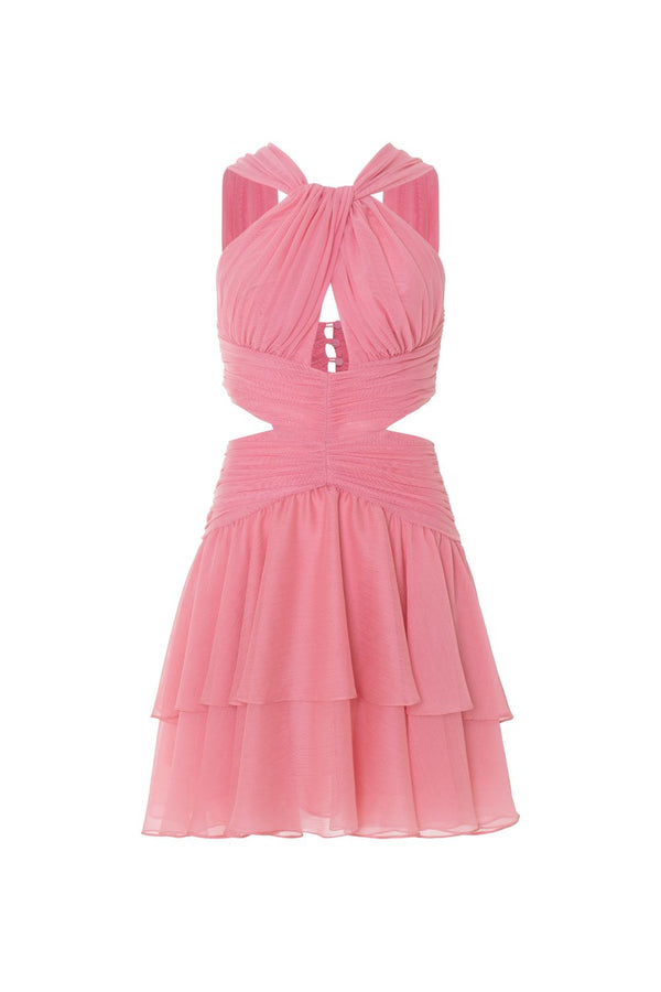 Patbo SILK PLISSE ESSENCE HALTERNECK MINI DRESS