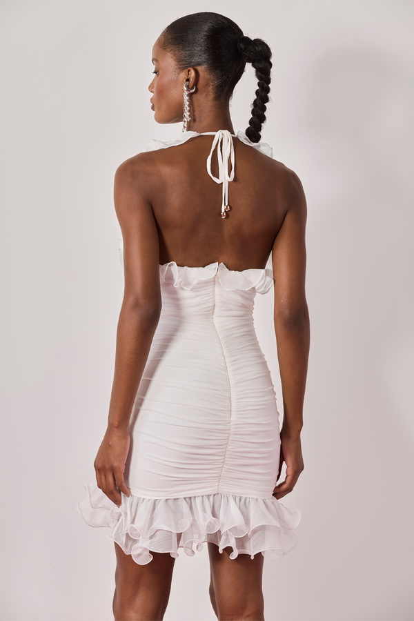 Patbo SILK PLISSE PLUNGE MINI DRESS