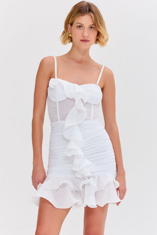 patbo SILK PLISSE STRAPLESS MINI DRESS