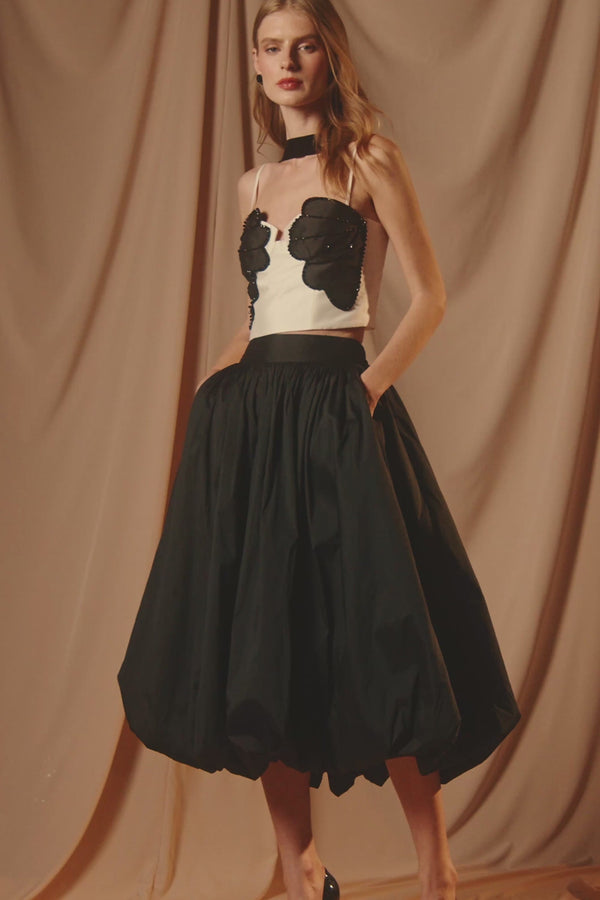 Patbo TAFFETA BLOOM BUBBLE MIDI SKIRT