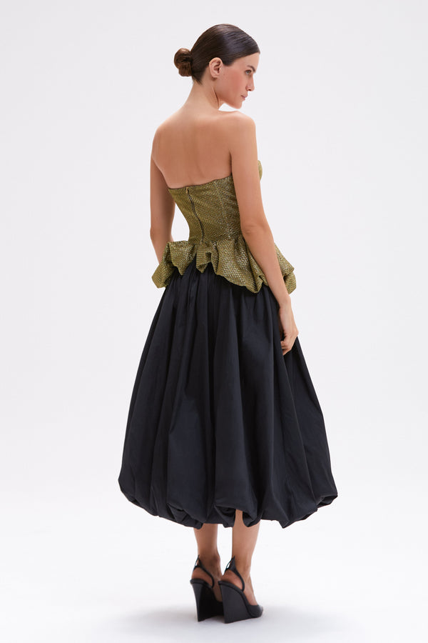 Patbo TAFFETA BLOOM BUBBLE MIDI SKIRT