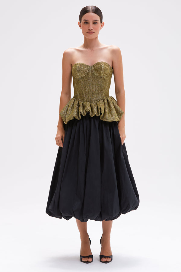 patbo TAFFETA BLOOM BUBBLE MIDI SKIRT