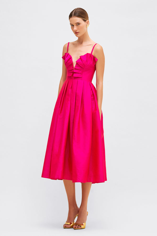 patbo TAFFETA BLOOM MIDI DRESS