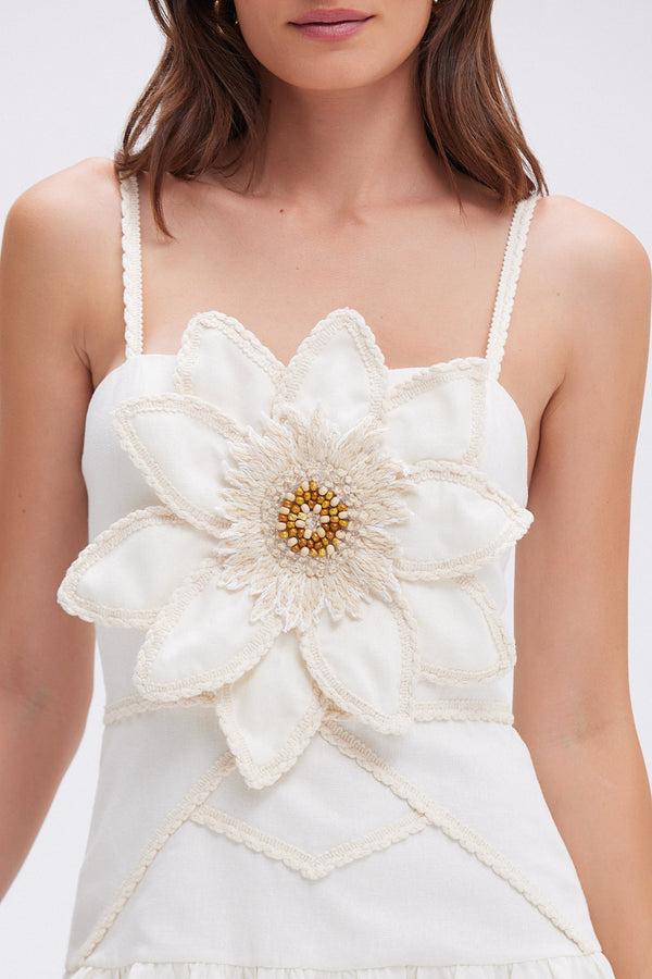 Patbo TROPIC LINEN FLOWER MINI DRESS