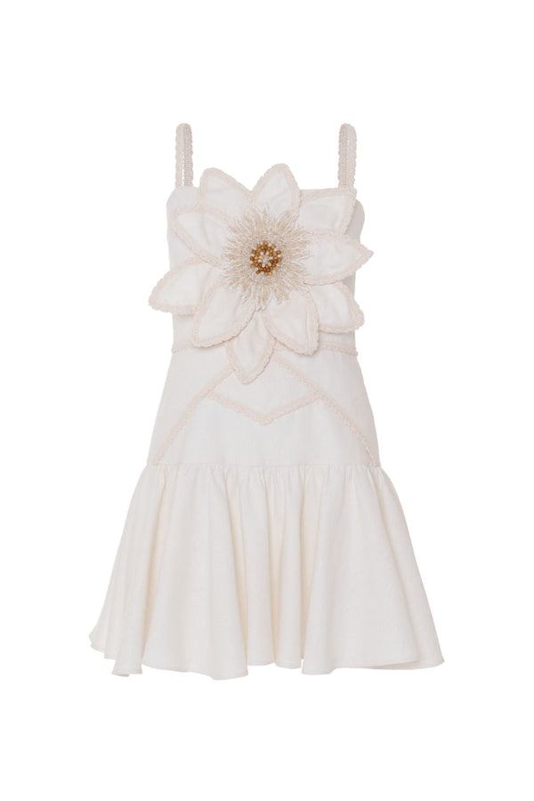 Patbo TROPIC LINEN FLOWER MINI DRESS