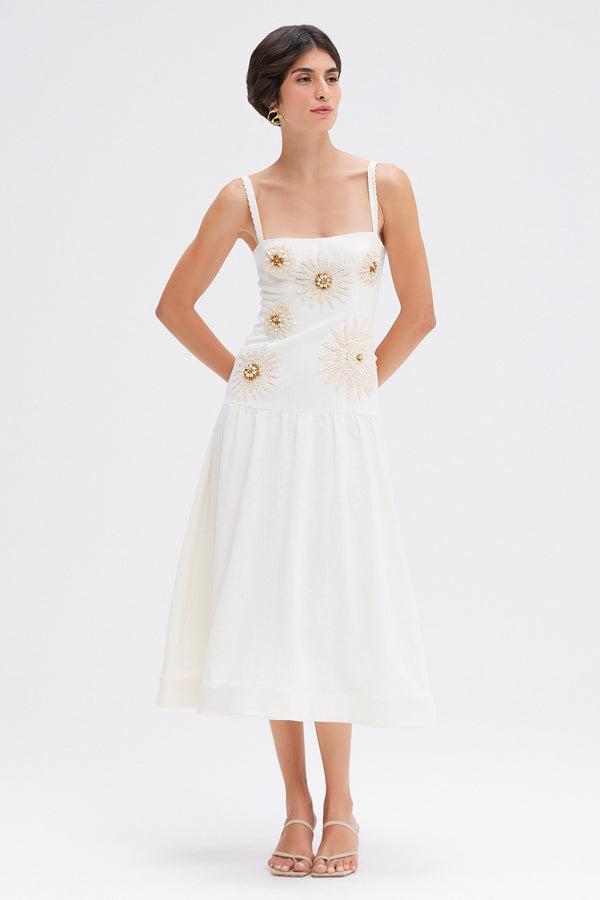 patbo TROPIC LINEN MIDI DRESS