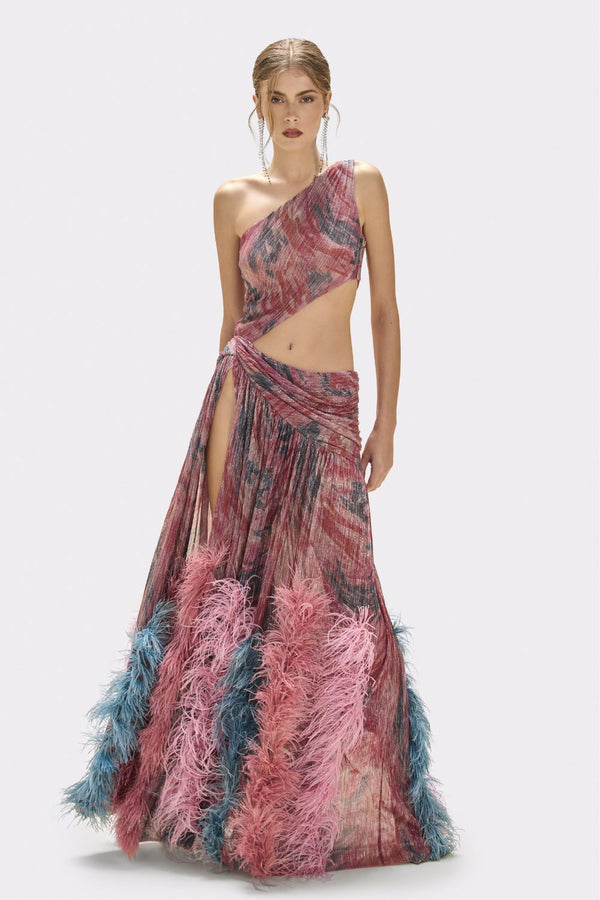 patbo TWIST FEATHER GOWN