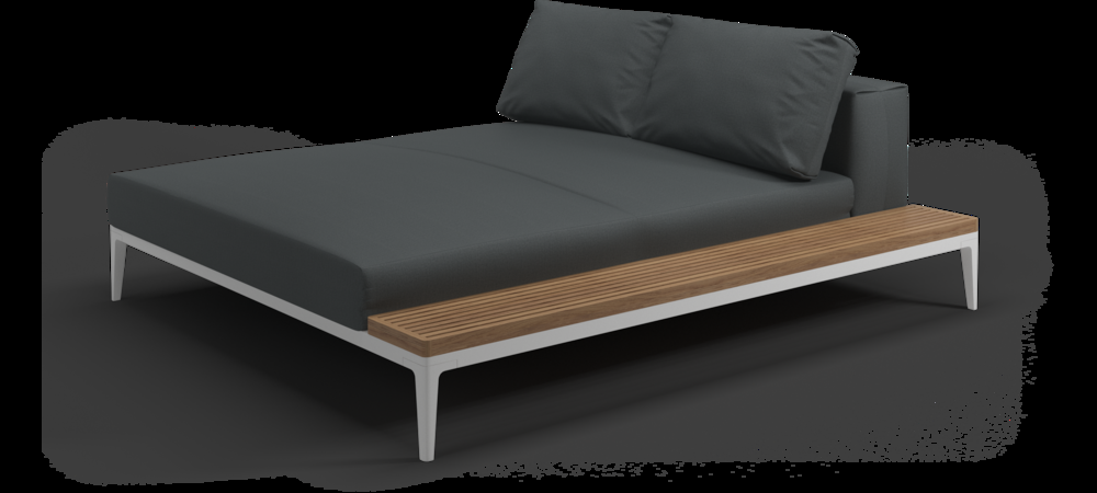 Patio Gloster Grid Left/Right Teak Chill Chaise - Sectional