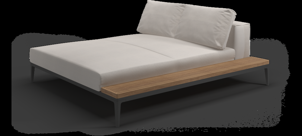 Patio Gloster Grid Left/Right Teak Chill Chaise - Sectional