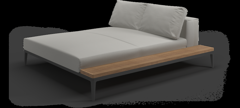 Patio Gloster Grid Left/Right Teak Chill Chaise - Sectional