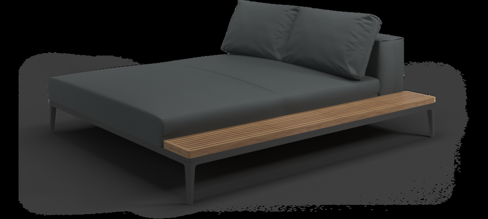 patio Gloster Grid Left/Right Teak Chill Chaise - Sectional