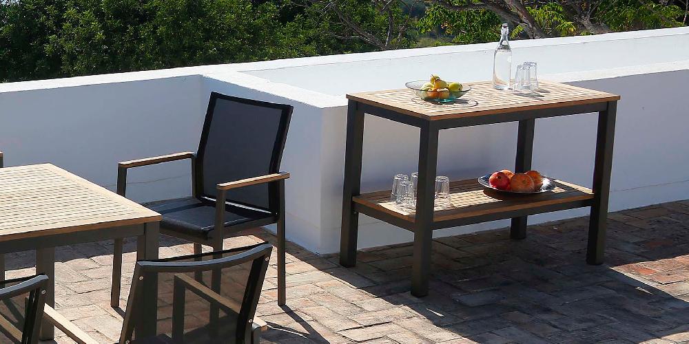 Patio Barlow Tyrie Aura Serving Table W/Teak Top