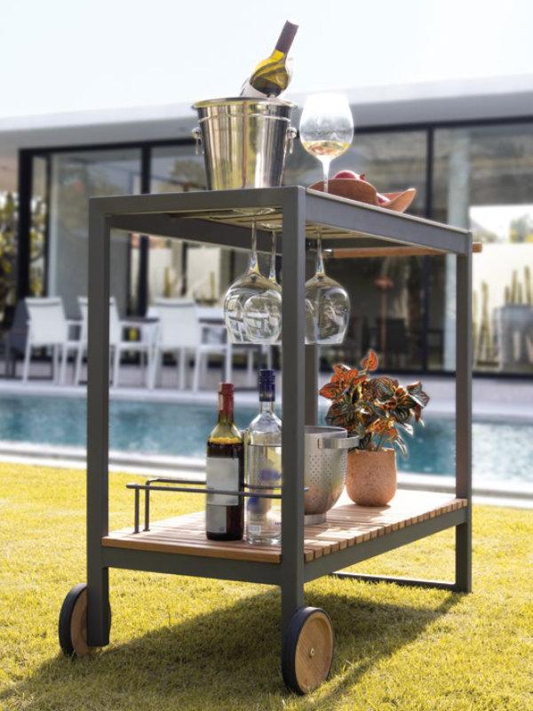 Patio Cayman Serving Cart With Ceramic Top