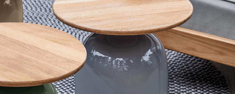 Patio Gloster Blow Teak Top Side Table