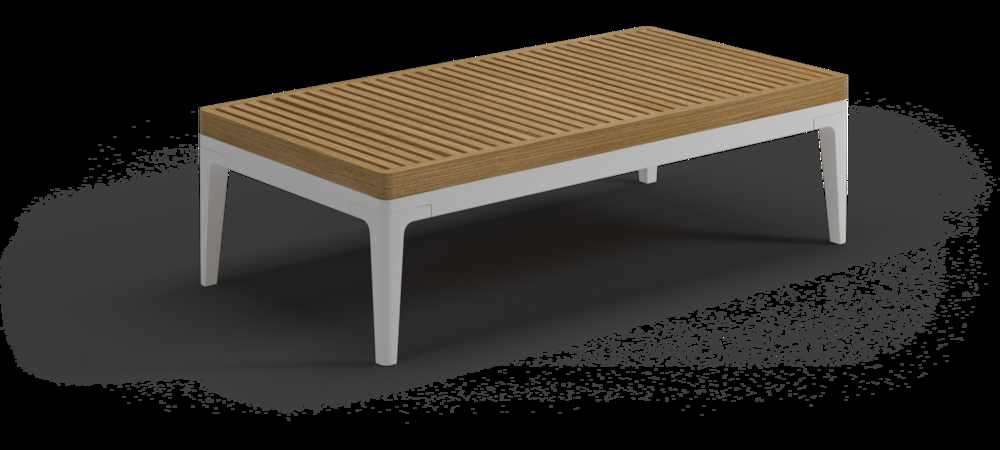 Patio Gloster Grid 20" X 40" Teak Coffee Table